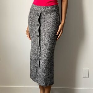 Zara Grey Knit Button-Down Skirt